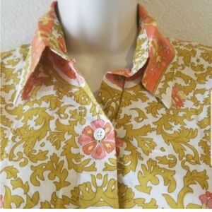 Lucky Brand Yellow and Pink Long Sleeve Button Down Shirt